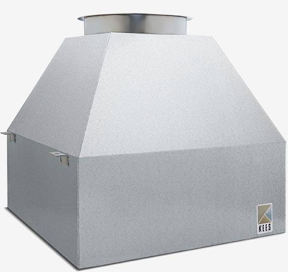 Overhead industrial hood for sterilization areas